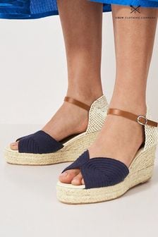 Crew Clothing Company Willow Leather Jute Wedge Heel Espadrilles (B64037) | AED438