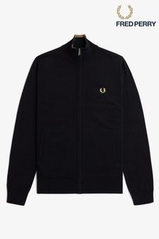 Fred Perry Classic Zip Through Knitted Black Cardigan (B64061) | $274