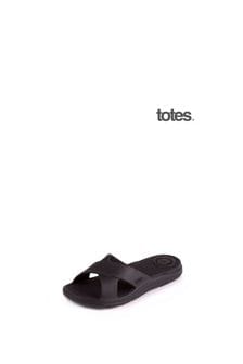 Totes Black Ladies Bounce Cross Slider Sandals (B64135) | 115 SAR