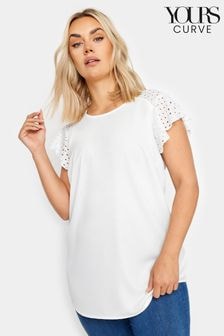 Yours Curve White Flutter Sleeve Top (B64454) | $38