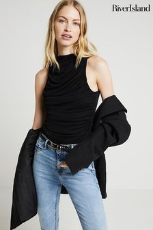 River Island Ruched High Neck Top