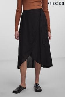 PIECES Black Wrap Midi Skirt (B64646) | €47
