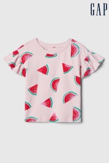 футболка с короткими рукавами-оборками и круглым вырезом Gap принтом (новорожденных - 5 лет) (B64678) | €11