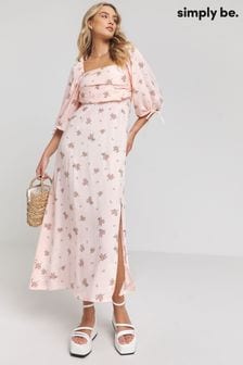 Simply Be Pink Soft Volume Midi Dress (B64691) | 208 QAR