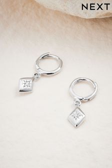 Sterling Silver Star Charm Hoop Earrings (B64699) | kr330