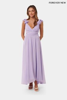 Forever New Purple Selena Petite Ruffle Maxi Dress (B64838) | $200