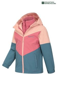 Mountain Warehouse Pink Kids Lightning 3 In 1 Waterproof Jacket (B65314) | kr727