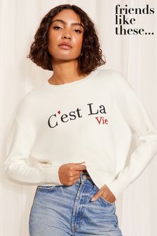 乳白色 - Friends Like These Long Sleeve Crew Neck Slogan Jumper (B65746) | HK$370