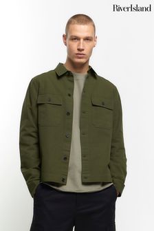 River Island Green Long Sleeve Linen Blend Smart Overshirt (B65861) | $64