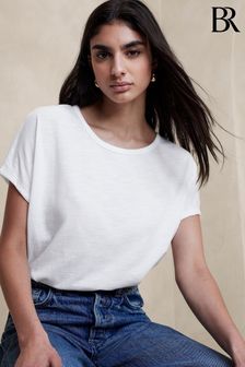 Banana Republic White Slub Crew Neck T-Shirt (B66077) | €46