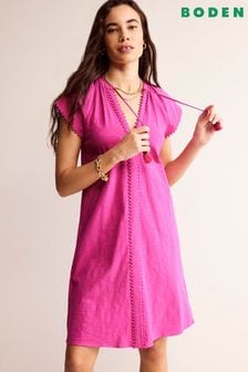 Boden Purple Millie Pom Cotton Dress (B66308) | €95
