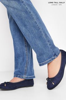 Long Tall Sally Blue Wide-Fit Ballerina Faux Suedette Pumps (B66337) | 153 SAR