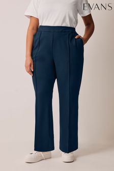 Blue - Evans Ponte Straight Leg Seam Detail Trousers (B66342) | kr620