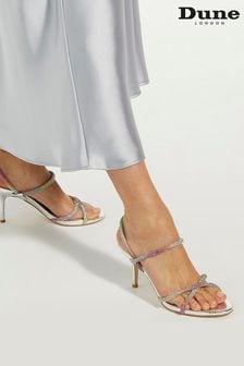 Dune London Silver Momentum Embellished Strap High Heel Sandals (B66380) | SGD 194