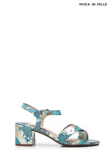 藍色 - Moda In Pelle Animal Lotsie交叉搭帶粗跟兩段式涼鞋 (B66383) | NT$5,090