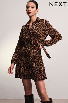 Animal print shirt dress next deals