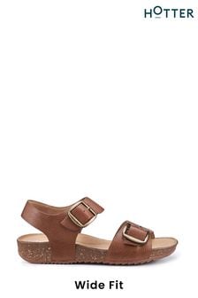 Hotter Tan Brown Tourist II Buckle Wide Fit Sandals (B66483) | LEI 472