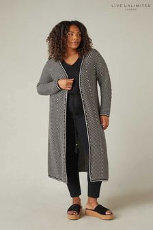 Live Unlimited Curve Chevron Knitted Black Cardigan