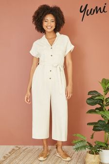 Yumi Natural Viscose Button Up Jumpsuit (B66519) | €78