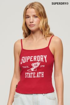 Superdry Red Athletic College Graphic Rib Cami Top (B66531) | ₪ 116