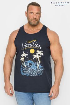 BadRhino Big & Tall Navy Blue 'Summer Vacation' Print Vest (B66648) | OMR9