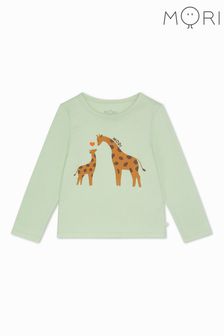 MORI Cream Organic Cotton & Bamboo Giraffe Long Sleeve T-Shirt