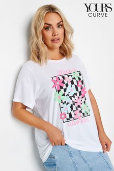 Yours Curve White Have A Nice Day Set In Sleeve T-Shirt (B66916) | €27