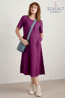 Violett - Seasalt Cornwall Grass Kurzgröße Kleid mit Wellenmuster (B67264) | 121 €