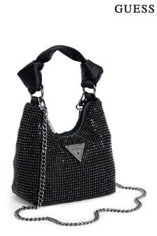 Črna - Guess Lua Rhinestone Embellished Hobo Bag (B67333) | €131
