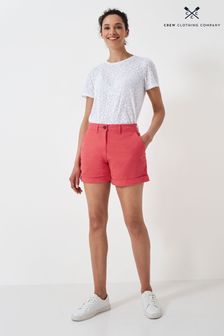 Crew Clothing Company Bright Red Plain Cotton Regular Chino Shorts