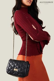 Accessorize Quilted Cross-Body Black Bag (B67444) | €39