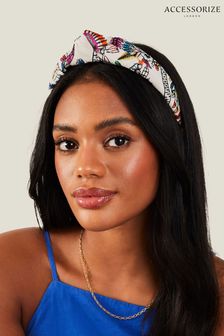 Accessorize White Embroidered Tropical Knot Headband (B67479) | €29