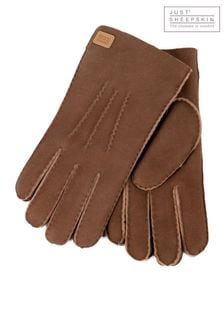 Коричневый - Just Sheepskin перчатки с принтом рябины (B67502) | €113