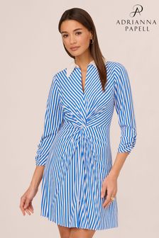 Adrianna Papell Blue Stripe Print Twist Dress (B67549) | Kč5,115