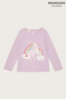 Camiseta de manga larga con diseño de unicornio y arcoíris de Monsoon (B67564) | 28 €. - 34 €