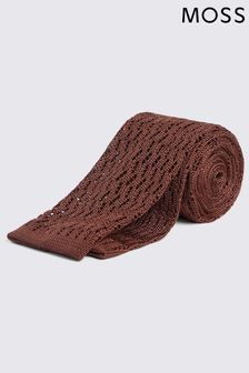 Cravată tricotată de mătase cu model zig-zag Moss Galben arămiu (B67569) | 179 LEI