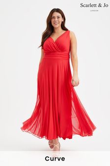 أحمر - فستان ماكسي شبكي Nancy Marilyn من Scarlett & Jo (B67687) | 44 ر.ع