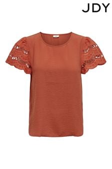 Оранжевый - Jdy блузка с вышивкой ришелье и оборками (B67728) | €34
