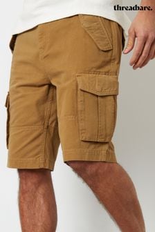 Threadbare Camel 100% Cotton Twill Utility Cargo Shorts (B67760) | $51