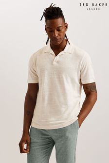 Ted Baker Cream Regular Flinpo Linen Polo Shirt (B67785) | ₪ 327
