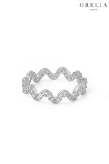 Orelia London Sterling Silver Pave Wave Ring (B67843) | €36