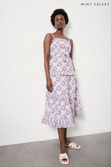 Mint Velvet Lilac Floral Midi Dress (B67888) | €184