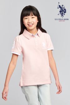 U.S. Polo Assn. Girls Pink Player 3 Pique Polo Shirt (B67902) | SGD 68 - SGD 81