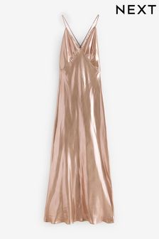 Różowe złoto - Rochelle Liquid Tie Back Slip Dress (B68092) | 385 zł