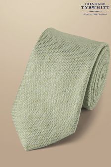 Verde - Cravată din amestec de in și mătase Charles Tyrwhitt (B68152) | 298 LEI