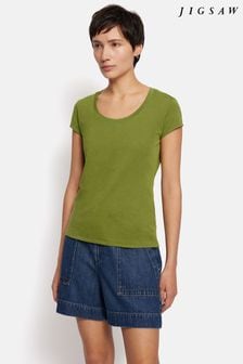 أخضر - Jigsaw Supima Cotton Scoop Neck T-shirt (B68161) | 155 د.إ