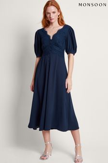 Monsoon Blue Nancy Lace Tea Dress (B68278) | €148