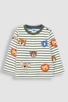 Ecru Safari Animal Heads - Jojo Maman Bébé Appliqué Motif Top (B68331) | BGN58