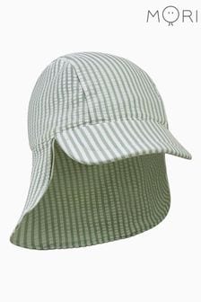 MORI Green Stripe UPF 50 Recycled Seersucker Sun Safe Swim Hat (B68354) | ￥3,080