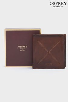 OSPREY LONDON The X Stitch Leather RFID ID Cardholder Brown Wallet (B68751) | $108